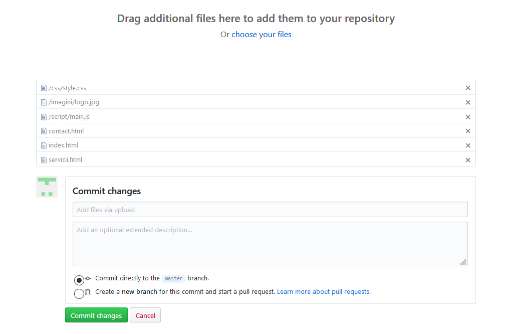 creare proiect nou github