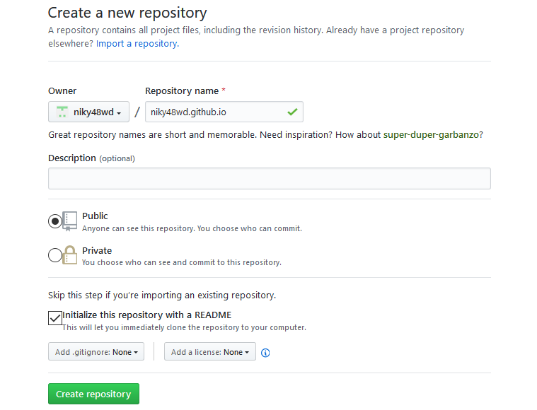 create new github project